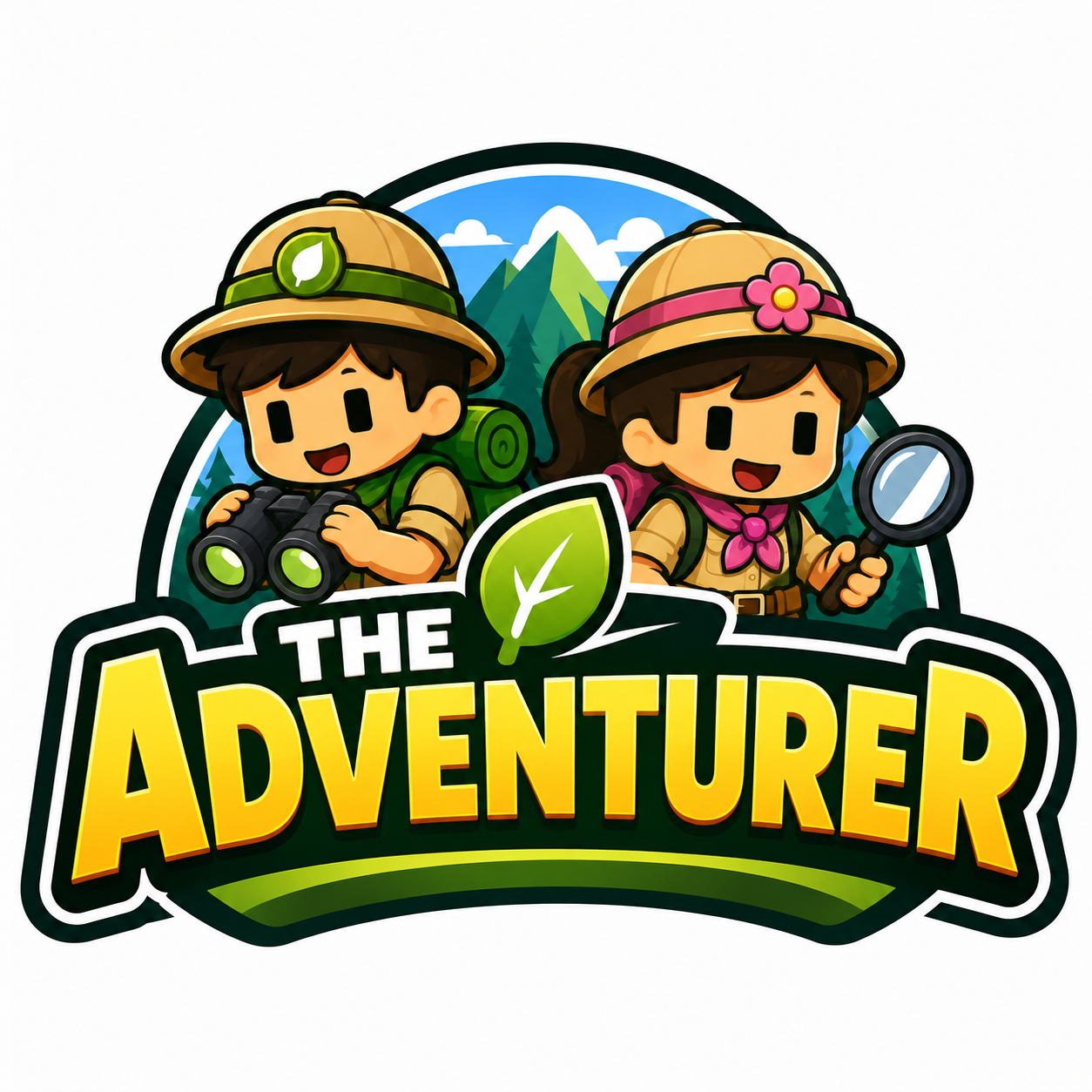 The Adventurer — two kid explorers with binoculars and a magnifying glass